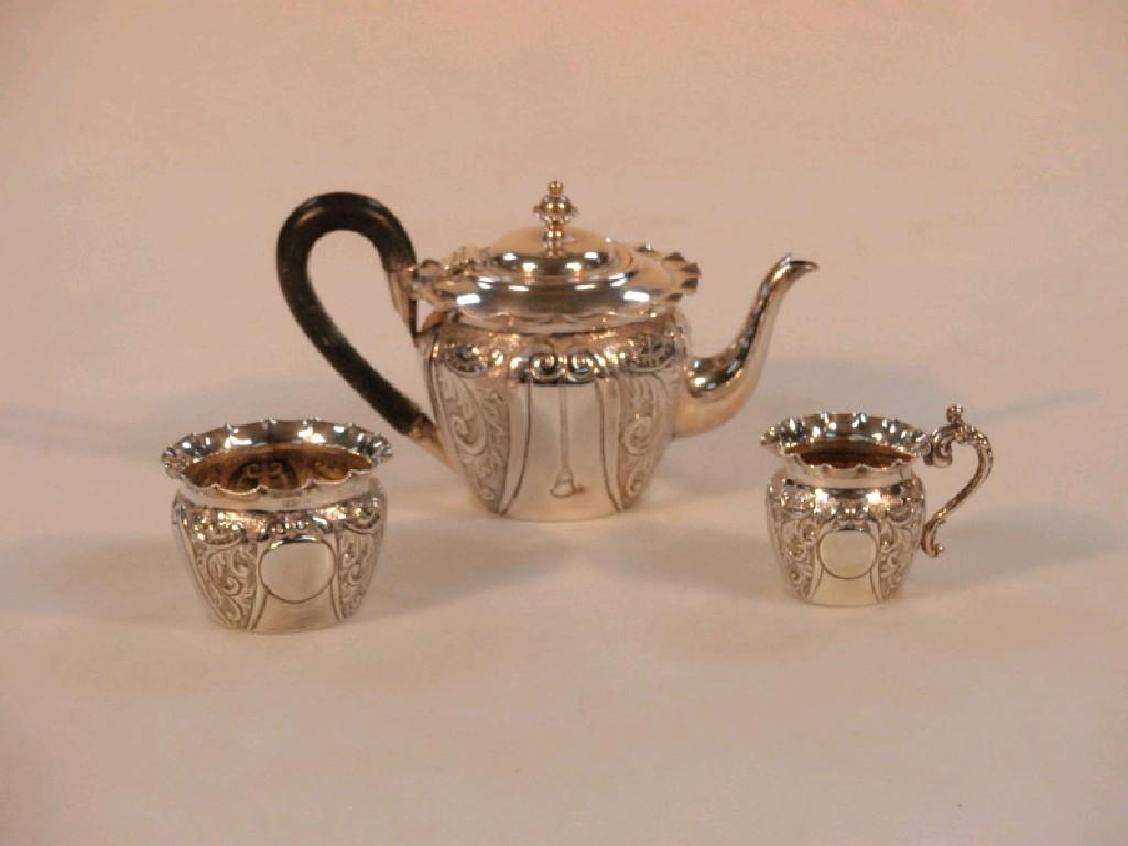 Appraisal: A late Victorian early Edward VII silver three-piece bachelors tea