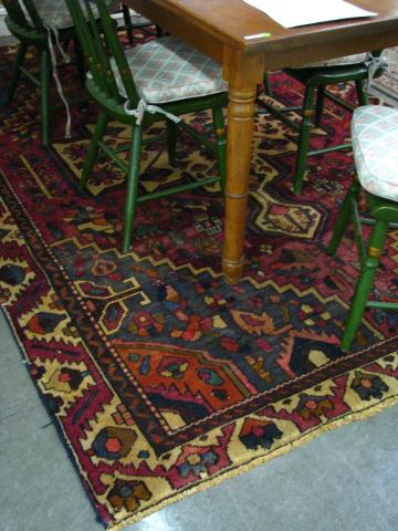 Appraisal: Mashad rug x emerald garnet and brown field and medallion