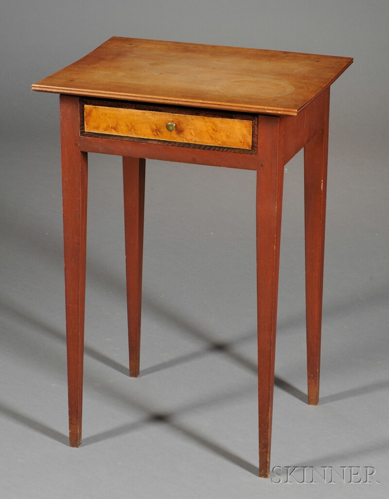 Appraisal: Federal Red-stained Birch One-drawer Stand possibly New Hampshire early th