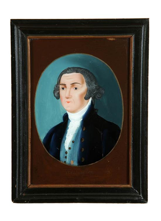 Appraisal: REVERSE GLASS PAINTING OF GEORGE WASHINGTON Germany nd half- th