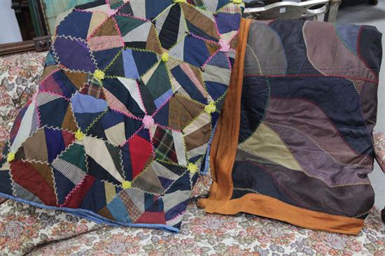 Appraisal: TWO QUILTS American late th or th century Crazy quilt