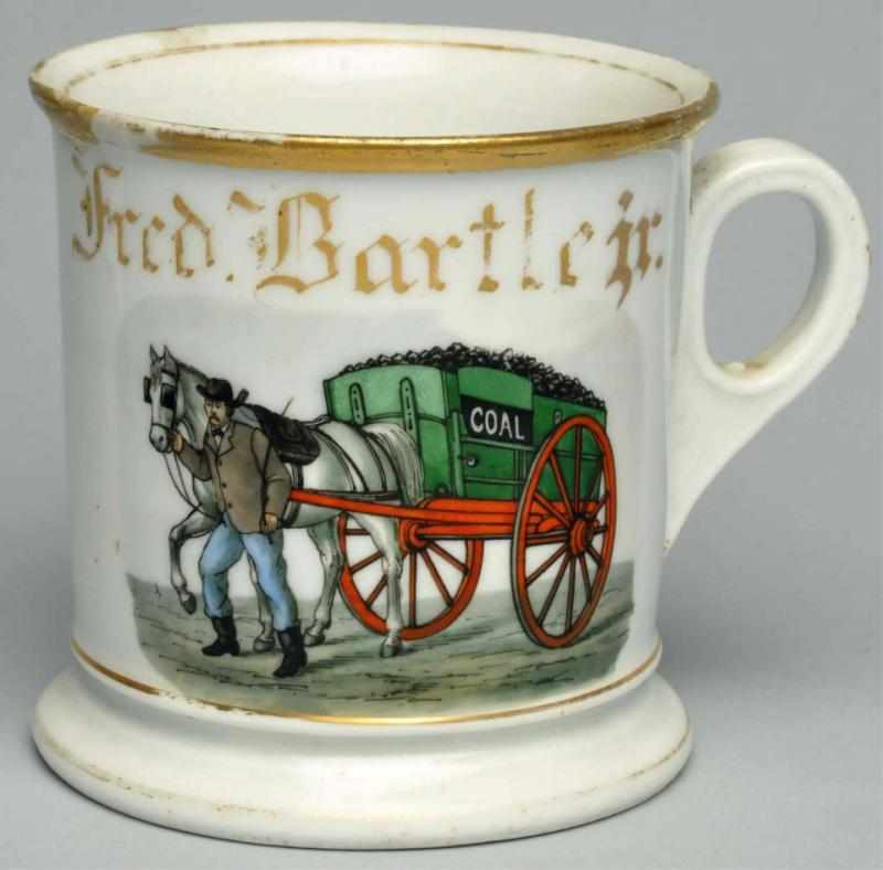 Appraisal: Horse-Drawn Coal Wagon Shaving Mug Gilt name Fred Bartle Jr