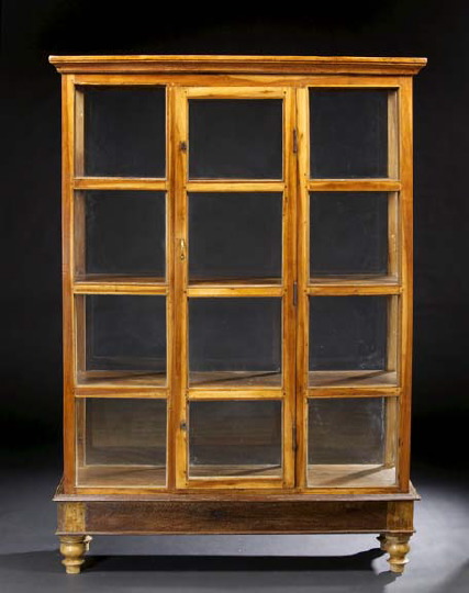 Appraisal: French Fruitwood Shop Display Cabinet early th century the cornice