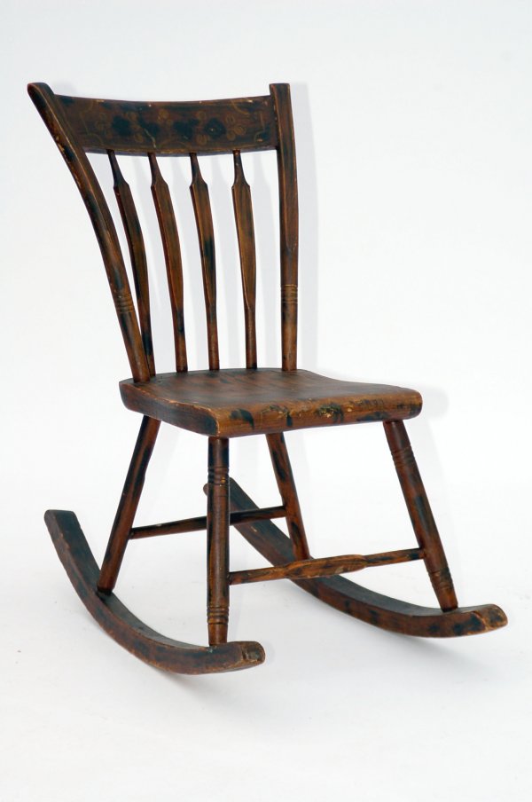 Appraisal: Arrowback rocking chair Lebanon County c - Boldly painted decorations