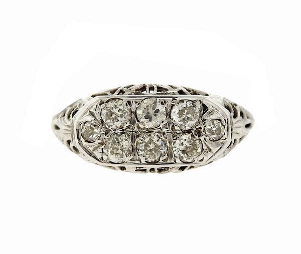 Appraisal: Art Deco Filigree K Gold Diamond Ring METAL K gold