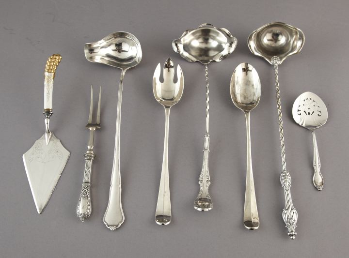 Appraisal: Collection of Eight Serving Items consisting of a trio of