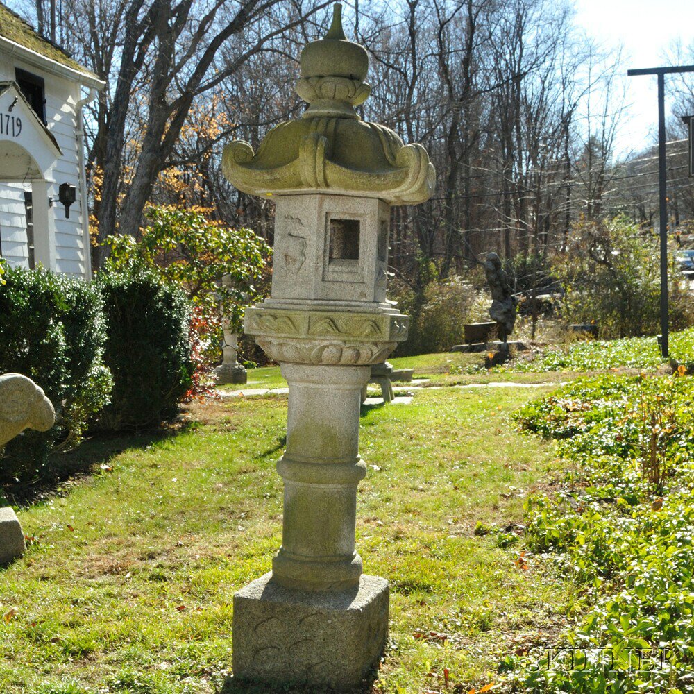 Appraisal: Kasuga Lantern Japan th century granite from a square base