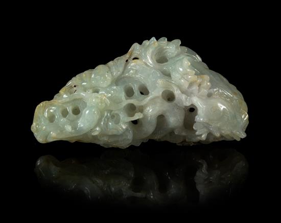 Appraisal: Sale Lot A Carved Jadeite Toggle th century Width inches