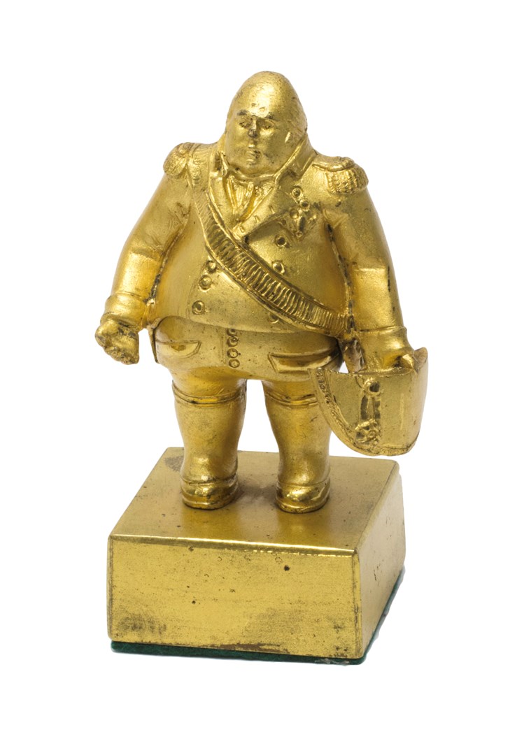 Appraisal: A Restoration gilt bronze satirical model of Louis XVIII circa