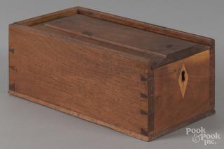 Appraisal: Pennsylvania walnut slide lid box th c '' h ''