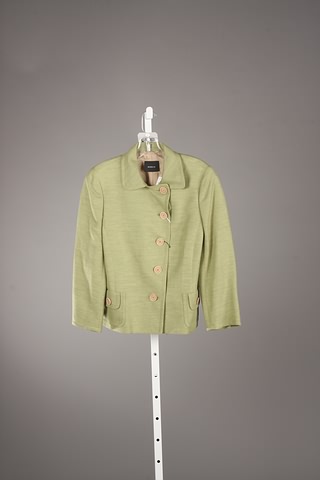 Appraisal: Akris pistachio linen silk blend short button-front jacket with front