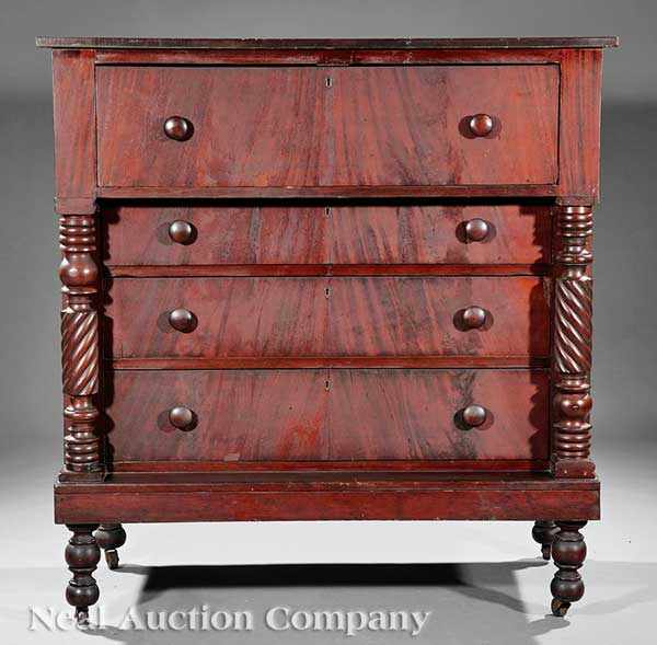 Appraisal: An American Classical Carved Mahogany Chest of Drawers mid- th