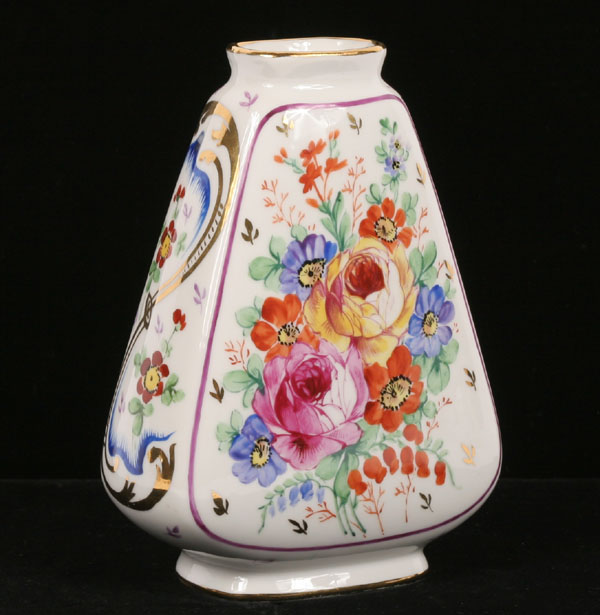 Appraisal: Sevres style porcelain vase angular shape with hand painted floral