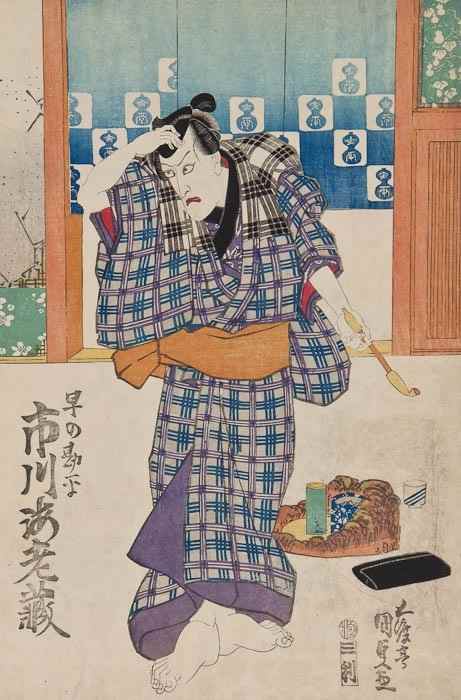 Appraisal: Kunisada An album of kabuki scenes oban colour woodblock prints