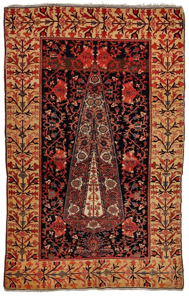 Appraisal: A FINE PERSIAN MALAYER PRAYER RUG WITH CYPRESS C The