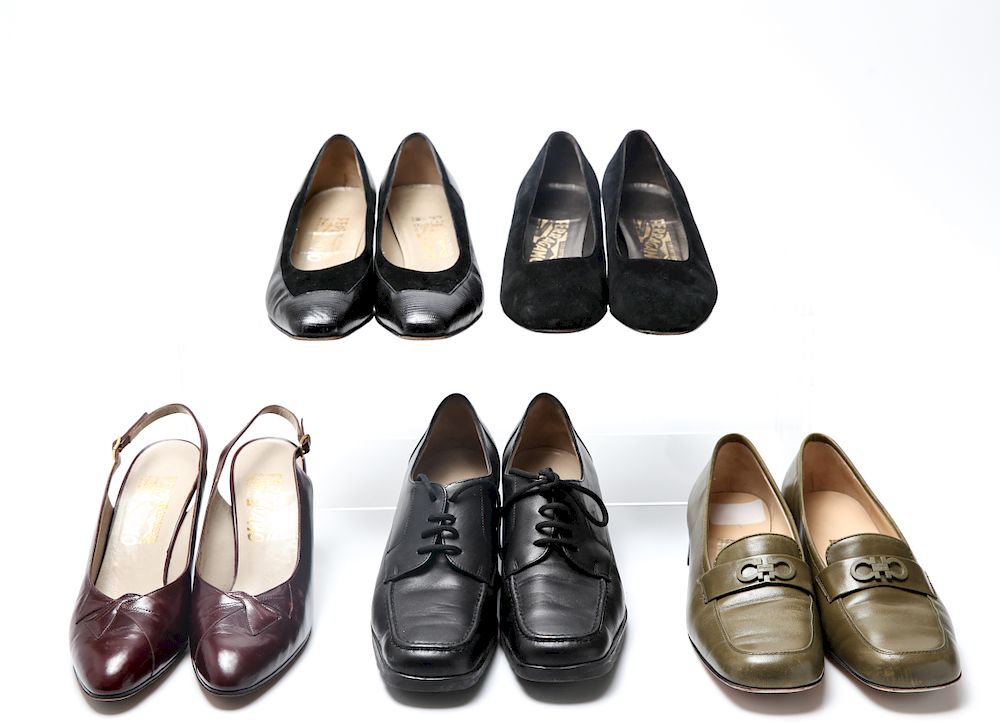 Appraisal: Salvatore Ferragamo Designer Shoes Pairs Salvatore Ferragamo vintage designer shoes