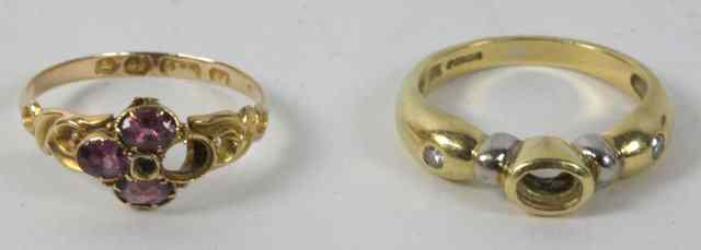 Appraisal: A Victorian gem set ct gold ring one stone missing