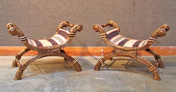 Appraisal: A pair of Italian carved and gilt benches