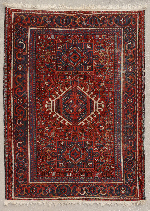 Appraisal: SEMI-ANTIQUE PERSIAN KARAJA HAND KNOTTED WOOL RUG ' '' x