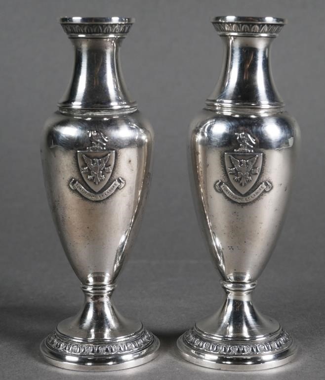 Appraisal: Antique miniature Gorham sterling silver vases each measuring about -