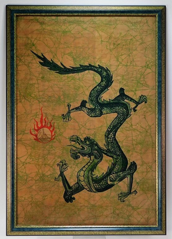 Appraisal: Japanese Meiji Dragon Painted Textile Gift Wrap Japan Meiji Period