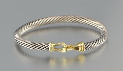 Appraisal: David Yurman Sterling Gold Rope Bangle Marked and signed sterling