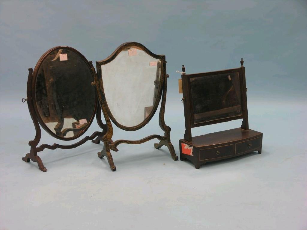 Appraisal: A Victorian mahogany toilet mirror rectangular plate on two-drawer base