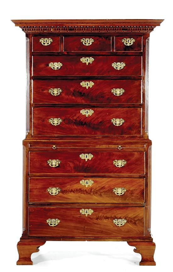 Appraisal: Exceptional George III mahogany chest on chest circa elaborate crown