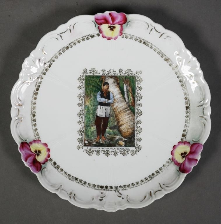 Appraisal: Vintage souvenir plate featuring a Seminole Indian No damage