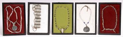 Appraisal: FIVE FRAMED NECKLACES Including a Plains choker