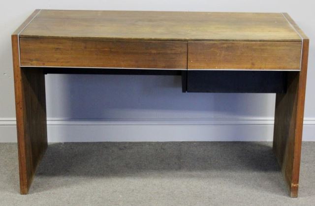 Appraisal: Midcentury Glenn of California Walnut Desk Aluminum accents to sides