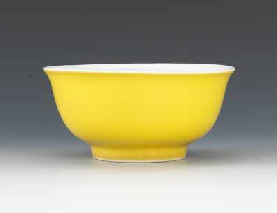 Appraisal: A Chinese Porcelain Yellow Glaze Bowl Thinly potted bowl with