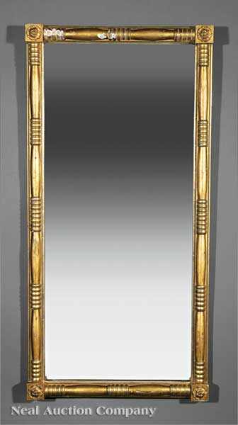 Appraisal: An American Classical Carved and Giltwood Mirror th c split