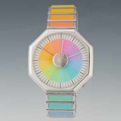 Appraisal: A Movado Oversized Limited Edition Silver and Enamel Watch Designed