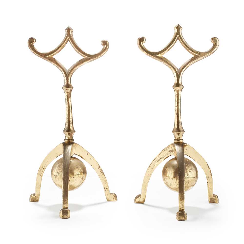 Appraisal: W A S BENSON - PAIR OF ANDIRONS CIRCA brass