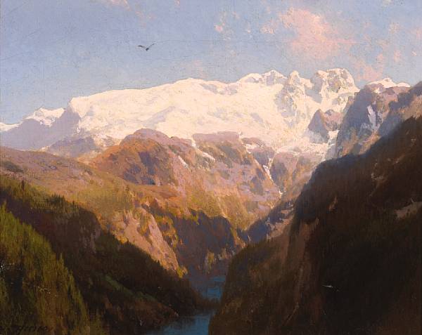 Appraisal: Herman Herzog German - In the Mountains signed 'H Herzog'