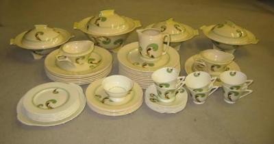 Appraisal: A ROYAL DOULTON POTTERY ART DECO PART DINNER SERVICE painted