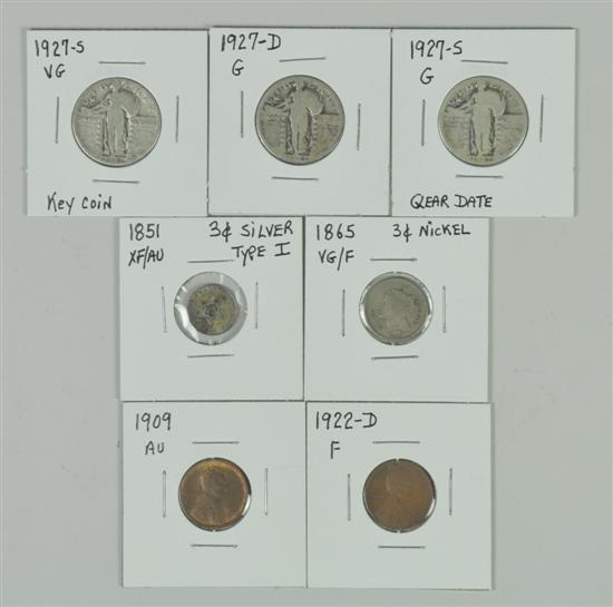 Appraisal: Collector Lot of Type Sem-Key Coins Three-Cent Silver XF AU