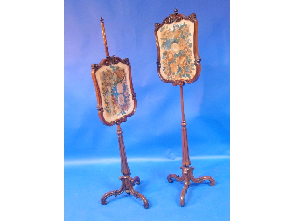 Appraisal: A pair of Regency rosewood fire screens with unpainted plush