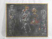 Appraisal: Oil on canvas Polish School abstract figures indistinctly signed bottom