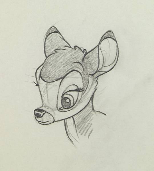 Appraisal: Four Walt Disney preliminary drawings from Bambi pencil on paper