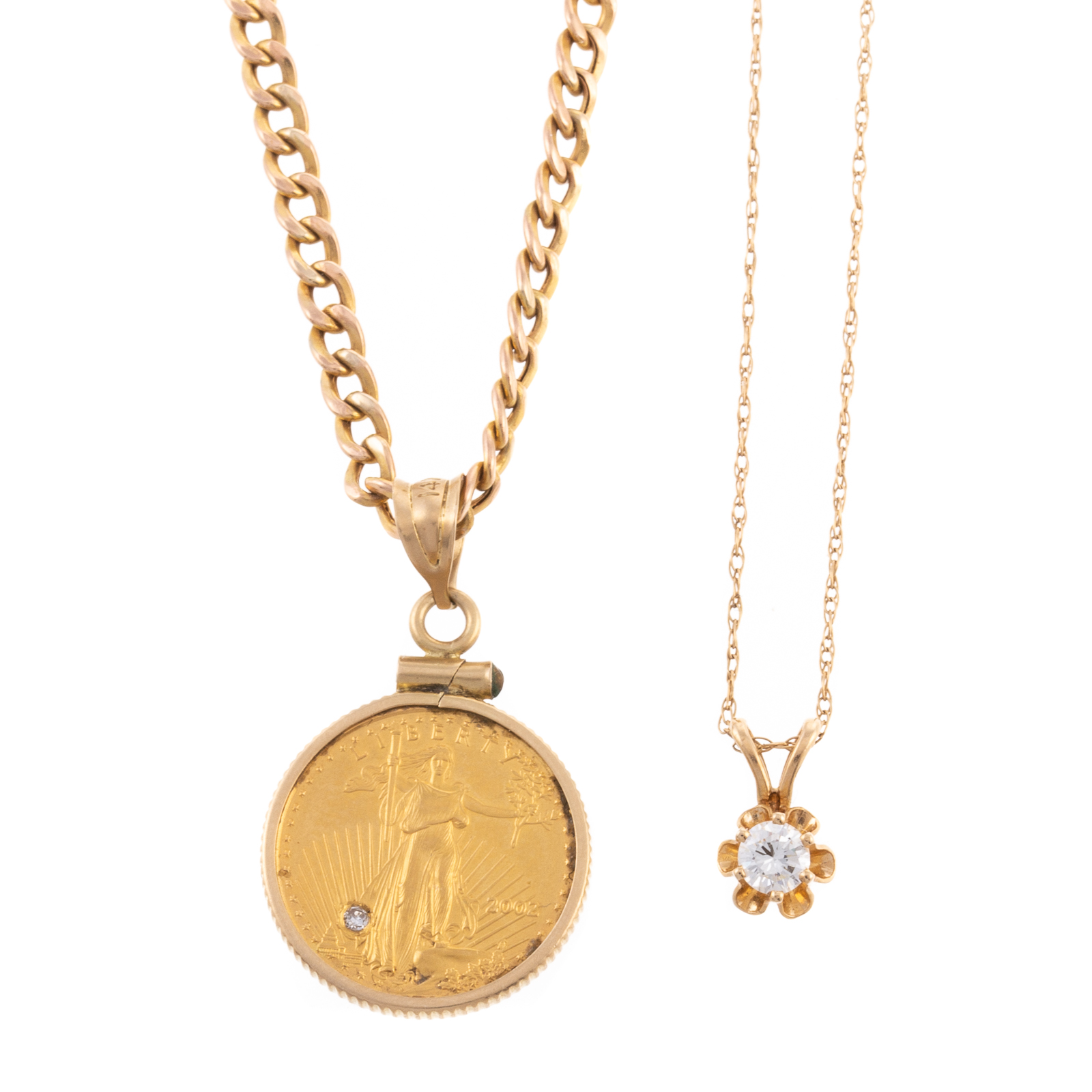 Appraisal: A DOLLAR LIBERTY COIN PENDANT DIAMOND PENDANT K yellow gold