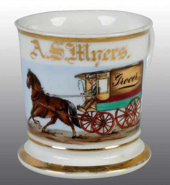 Appraisal: A S Myers Grocer Horse Occupational Shaving Mug Description Stamped