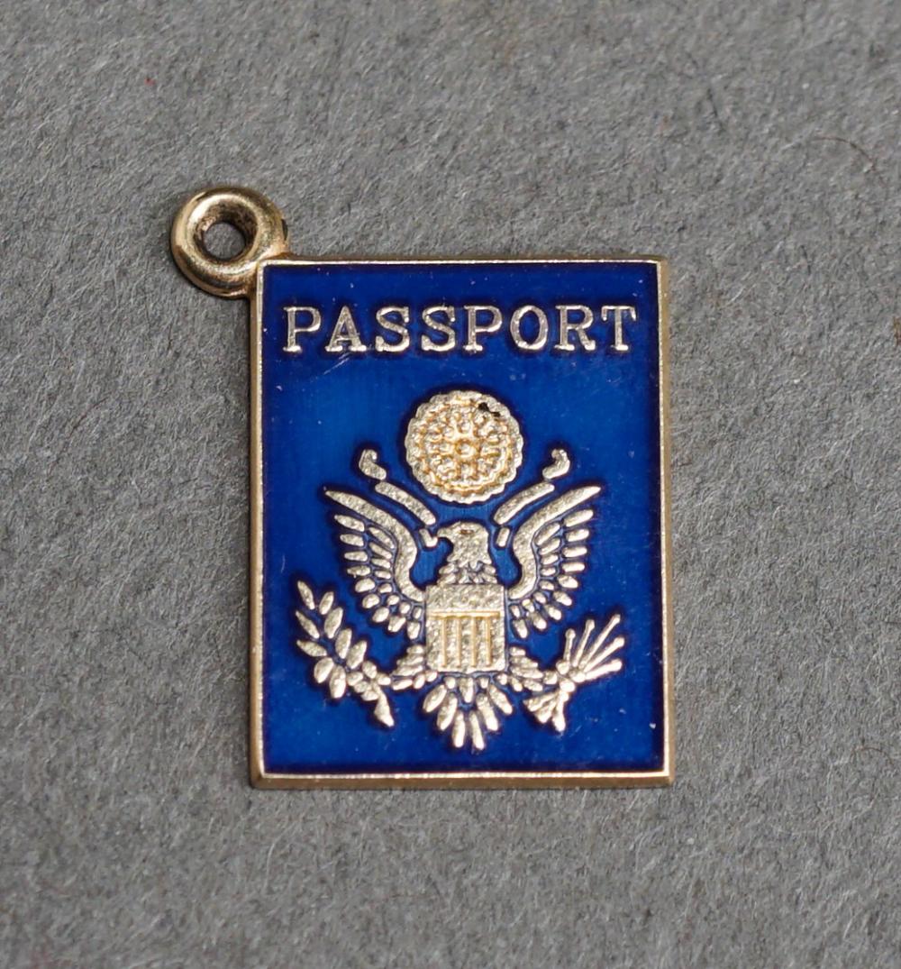 Appraisal: -KARAT YELLOW-GOLD AND ENAMEL 'PASSPORT' CHARM DWT -Karat Yellow-Gold and