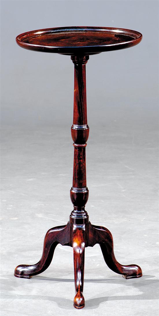 Appraisal: Georgian style mahogany candlestand late th century round top on