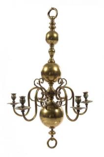 Appraisal: A Dutch Baroque Brass Five-Light Chandelier th century the turned