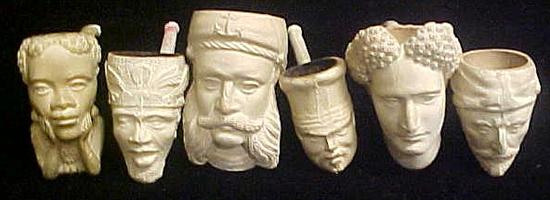 Appraisal: Eight Meerschaum pipes six from Holland figural carvings of faces