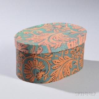 Appraisal: Orange Turquoise Oval Wallpaper Box Berks County Pennsylvania c with