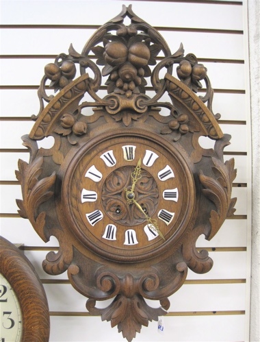 Appraisal: FRENCH CARTEL WALL CLOCK C Laviolette c with highly carved