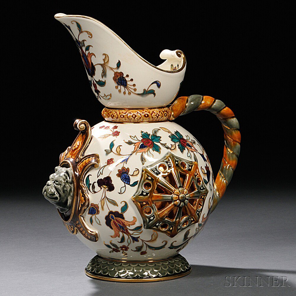 Appraisal: Rorstrand Porcelain Pitcher Sweden late th early th century gilded